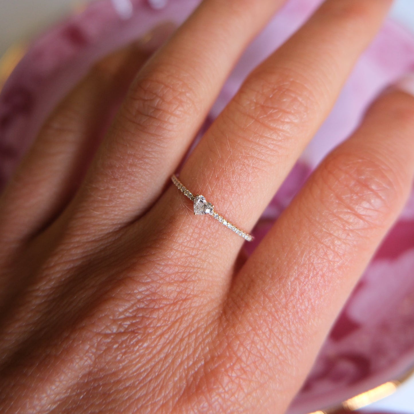 Dainty Heart Diamond Ring