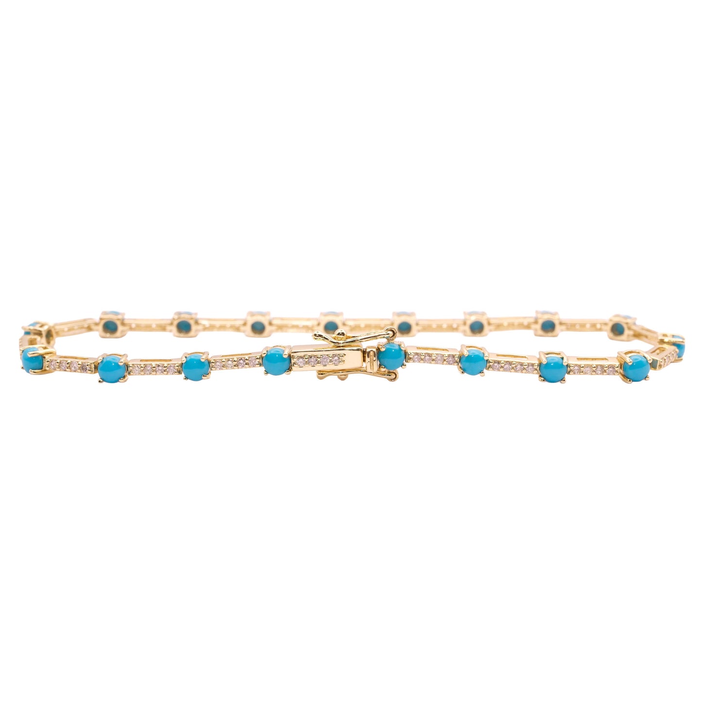 Turquoise Studded Diamond Tennis Bracelet