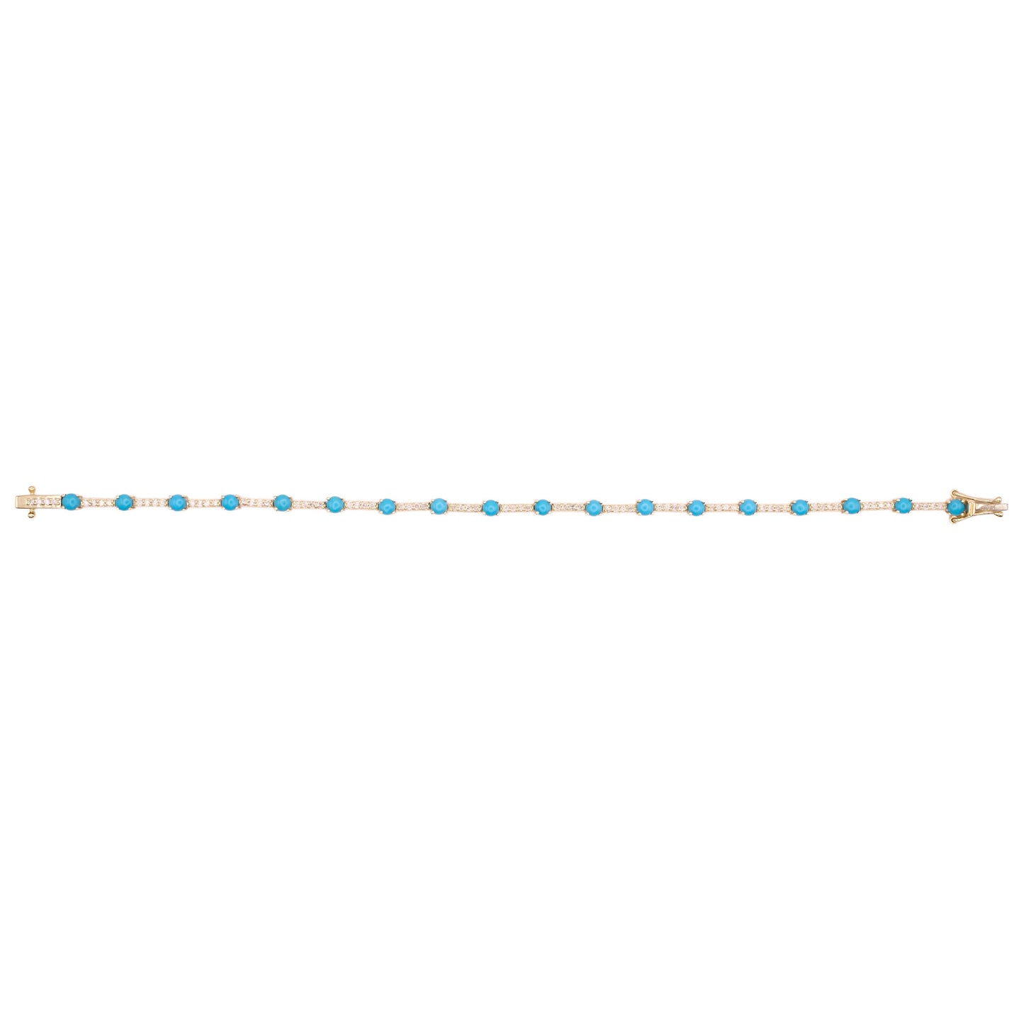 Turquoise Studded Diamond Tennis Bracelet
