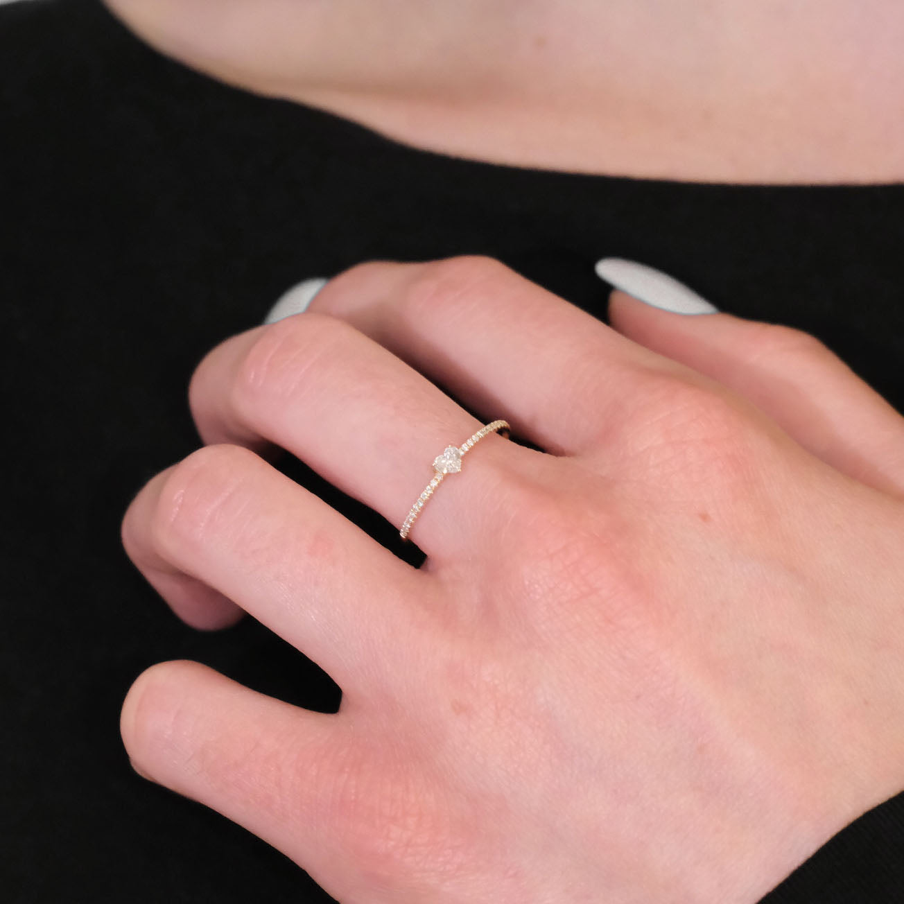 Dainty Heart Diamond Ring