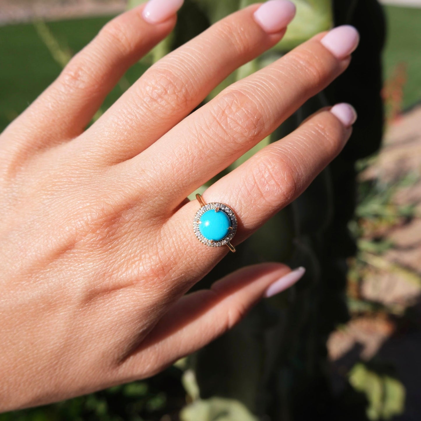 Turquoise Cabochon Diamond Ring