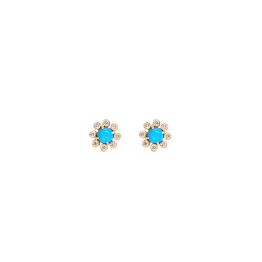 Turquoise Flower Stud Earrings