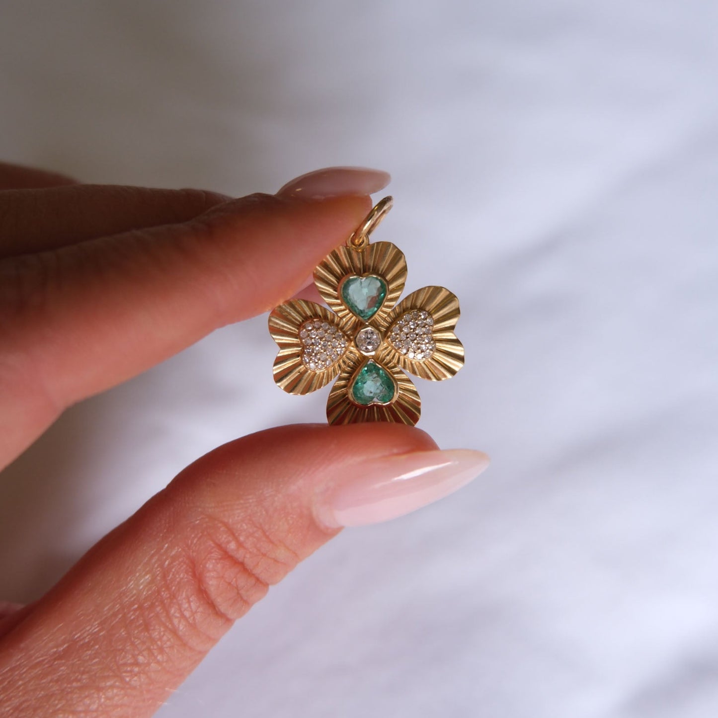 Emerald Stone Clover Pendant