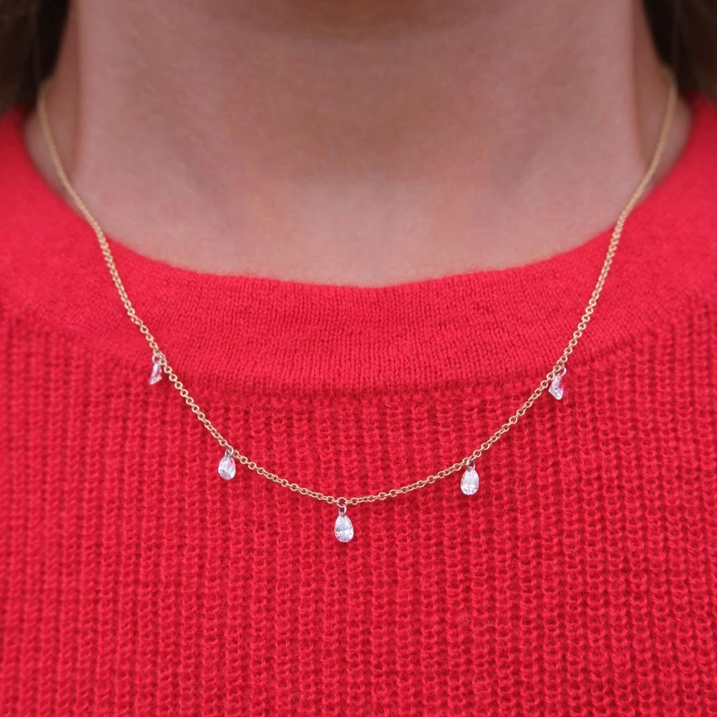Floating Pear Diamond Necklace