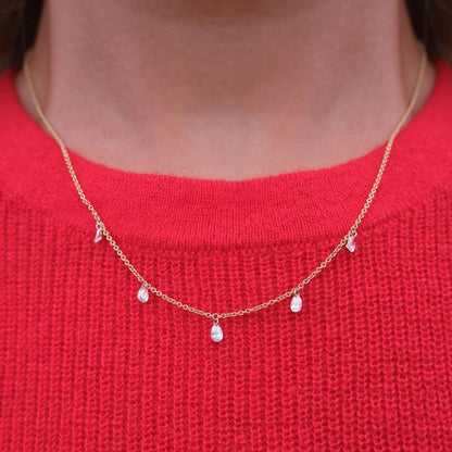 Floating Pear Diamond Necklace