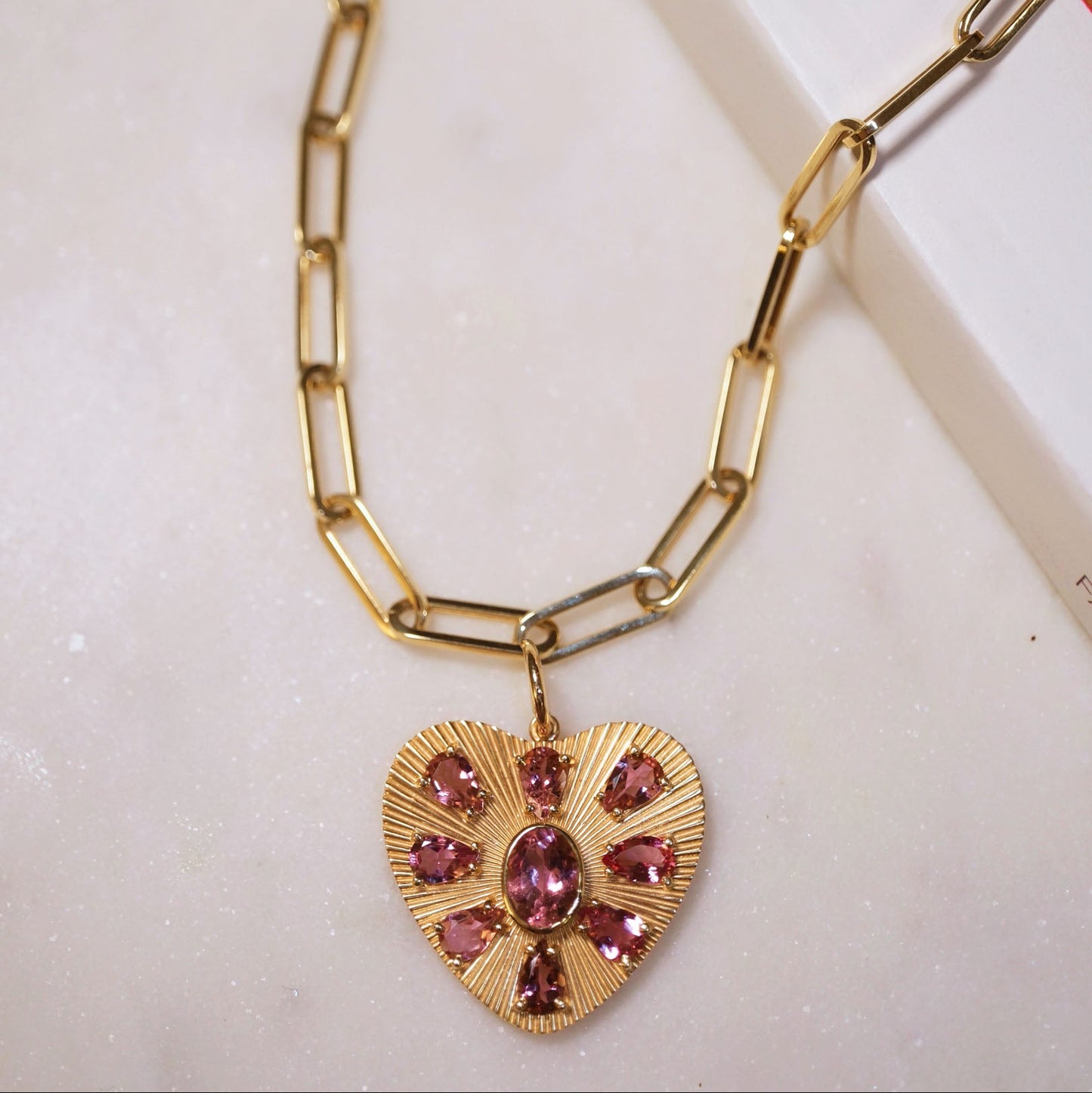 Pink Tourmaline Heart Pendant