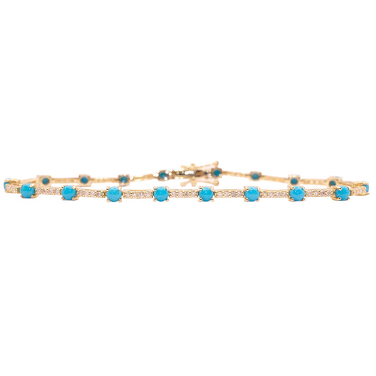 Turquoise Studded Diamond Tennis Bracelet
