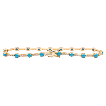Turquoise Studded Diamond Tennis Bracelet