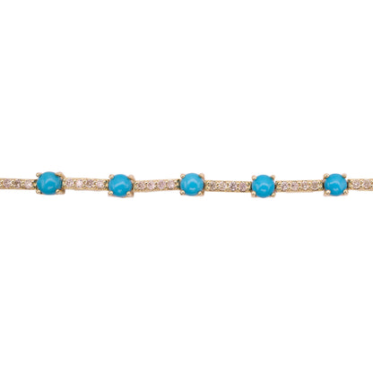 Turquoise Studded Diamond Tennis Bracelet