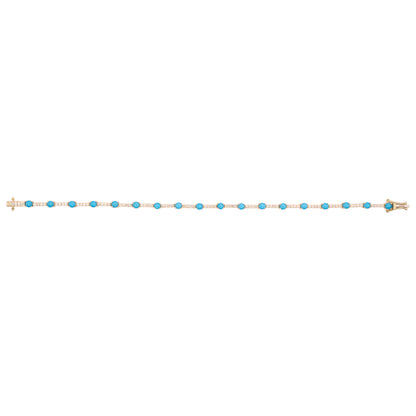 Turquoise Studded Diamond Tennis Bracelet