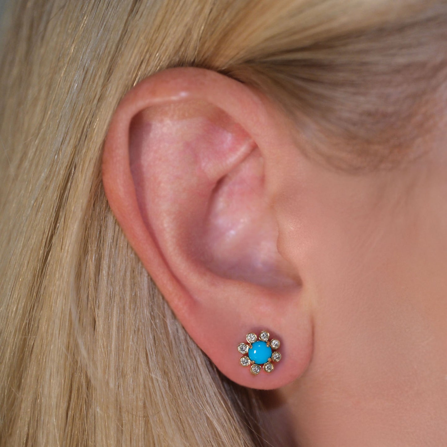 Turquoise Flower Stud Earrings