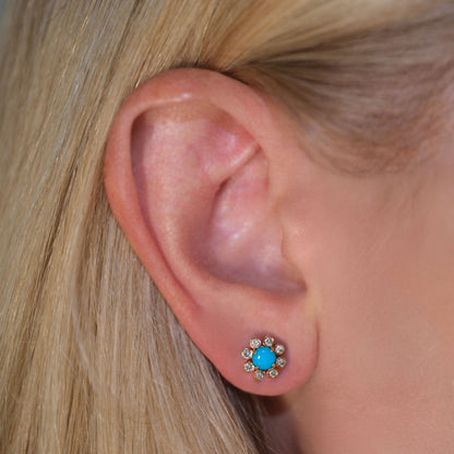 Turquoise Flower Stud Earrings