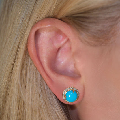 Turquoise Cabochon Diamond Earrings