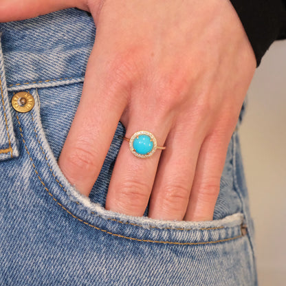 Turquoise Cabochon Diamond Ring