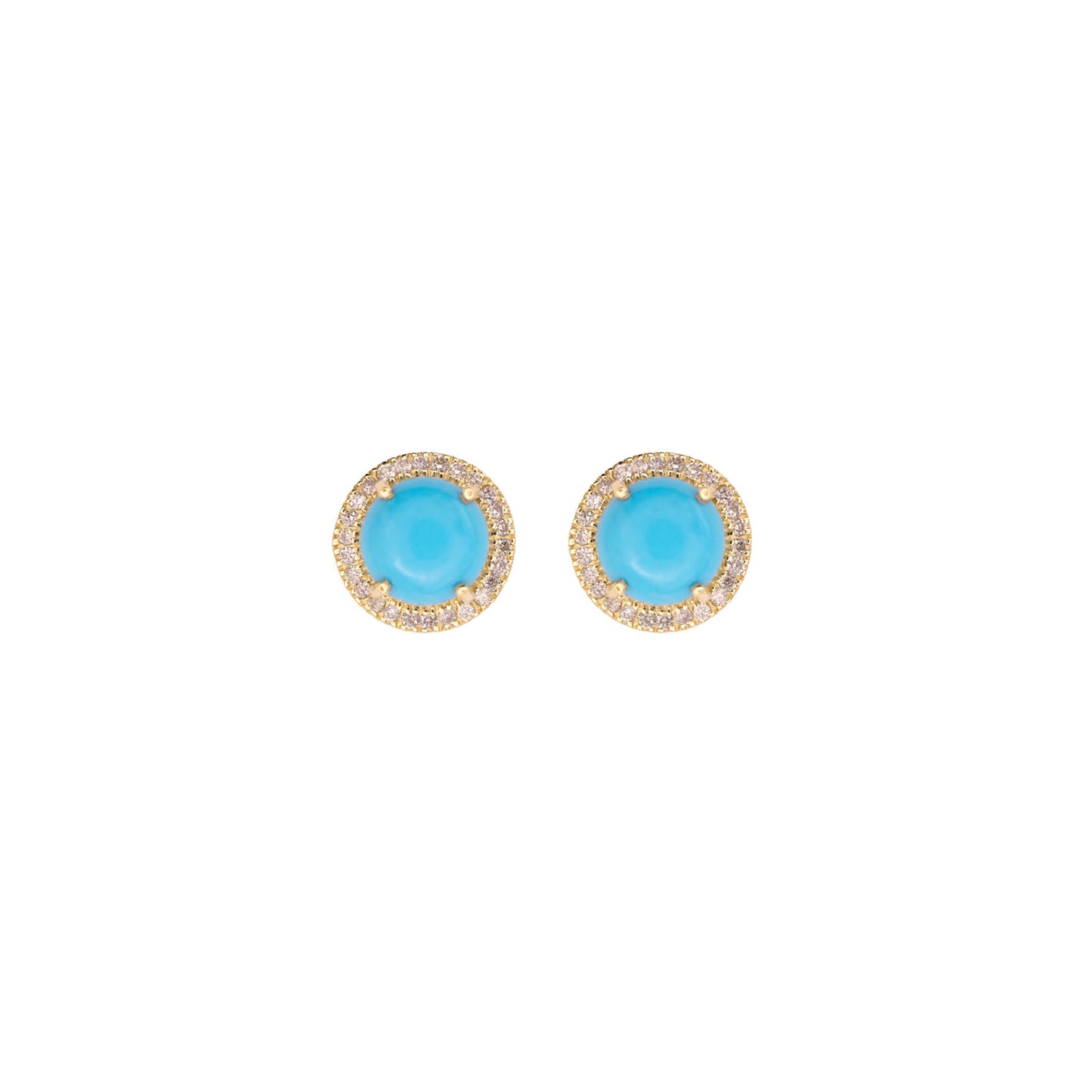 Turquoise Cabochon Diamond Earrings