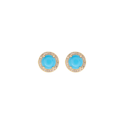 Turquoise Cabochon Diamond Earrings