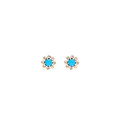 Turquoise Flower Stud Earrings