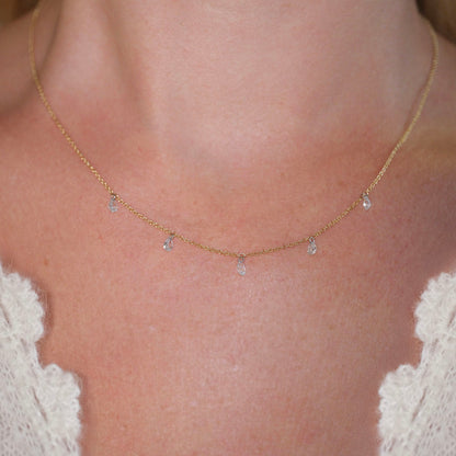 Floating Pear Diamond Necklace