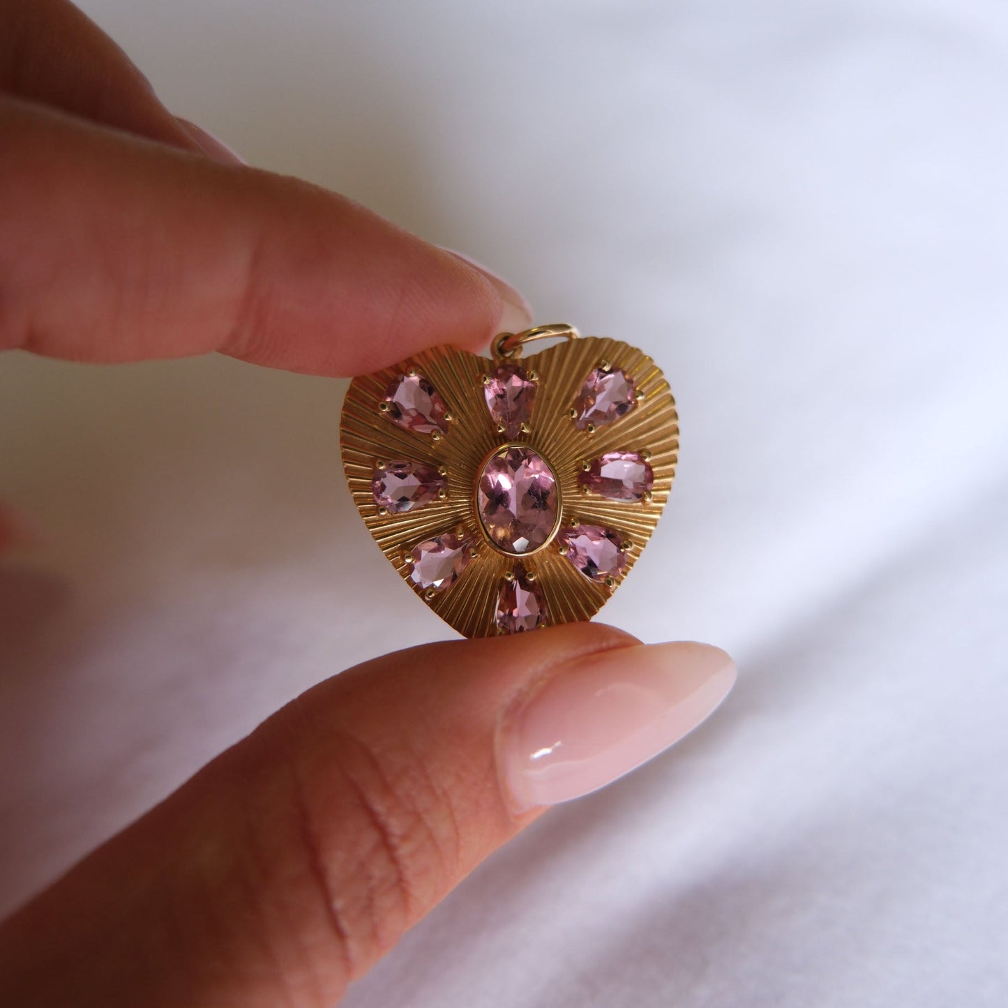 Pink Tourmaline Heart Pendant